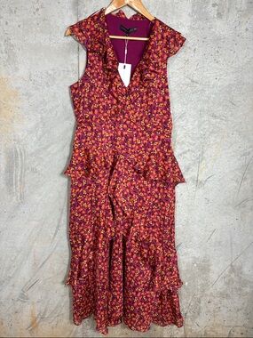 Endless Rose Burgundy Floral Ruffle Maxi Dress